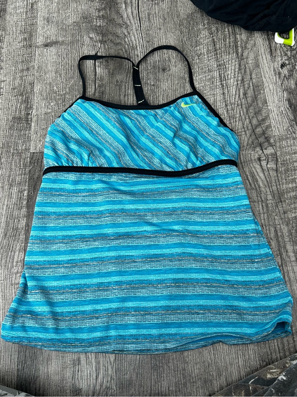 Nike Blue Striped Athletic Tank Top